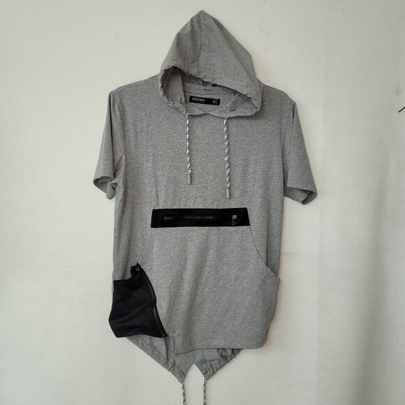 Hudson Outerwear Hoodie Men M Grey Fishtail Short Sleeve Lightweight Streetwear - Picture 1 of 12